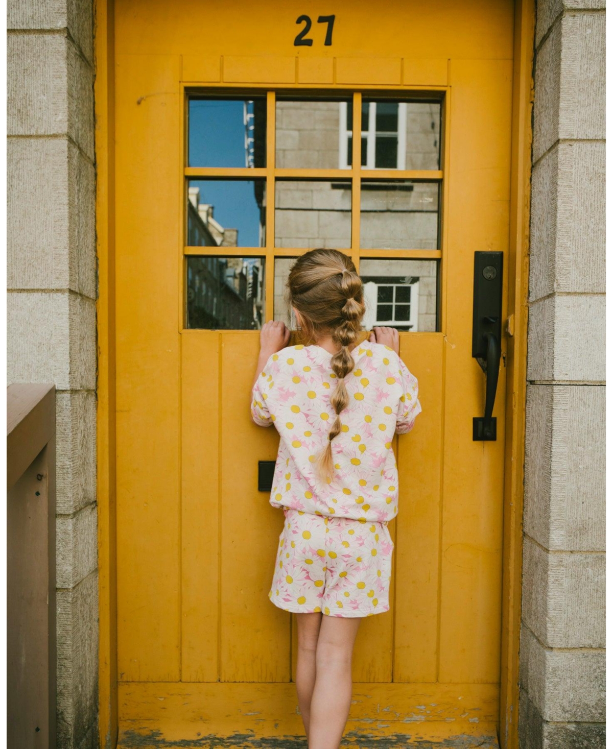 Deux par Toddler Girls French Terry Sweatshirt Pink Printed Daisies