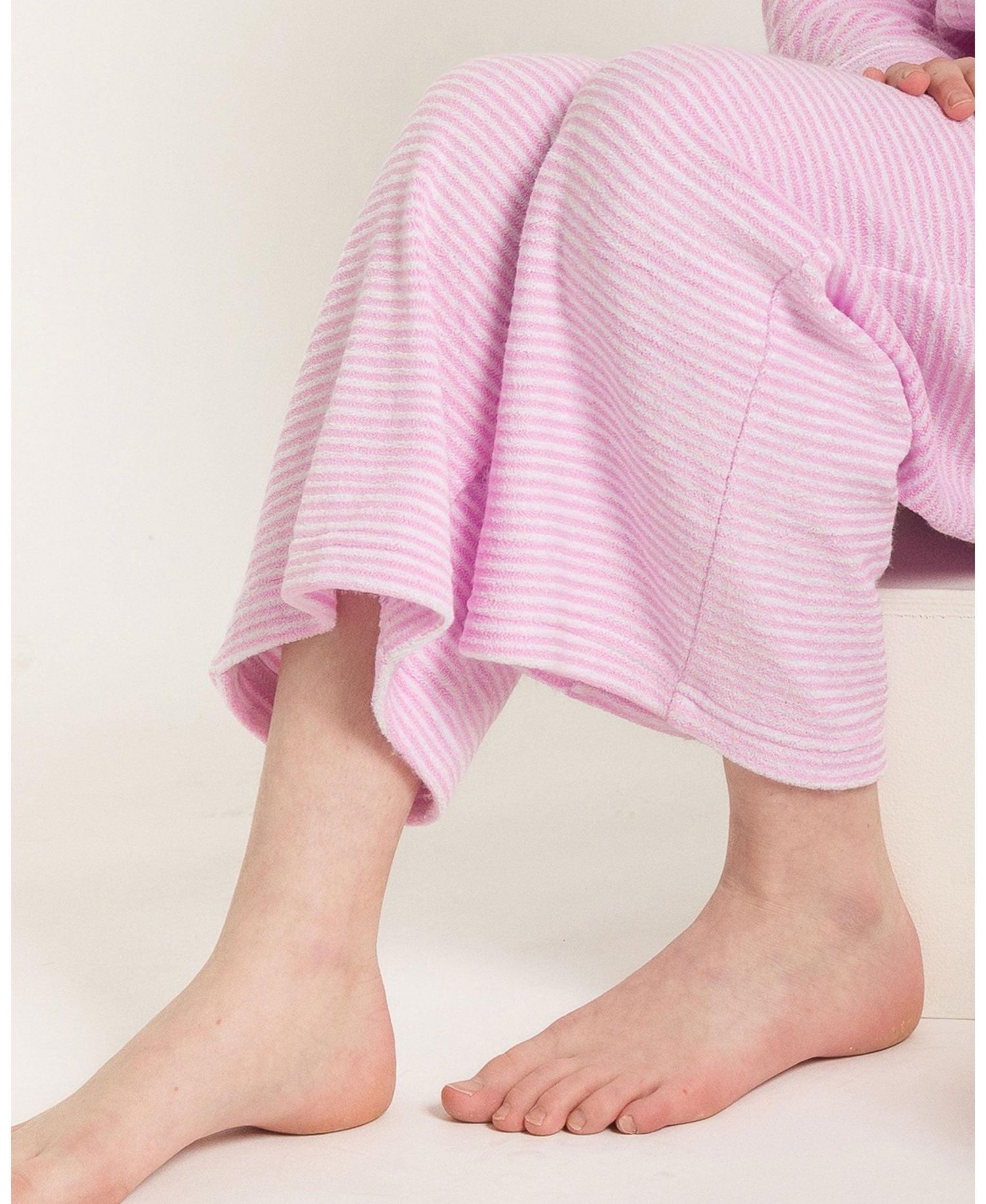 Little Girls Stripe Terry Wide Leg Pant