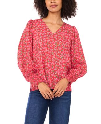 Women's Long-Sleeve Smocked Cuff Blouse