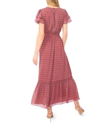 Women's Double Ruffle-Sleeve Maxi Dress
