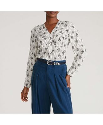 Women's Plus Size Cooling Stretch Cupro Button-Down Blouse