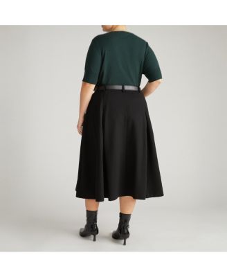 Plus Size Aleya Pleated Ponte Skirt
