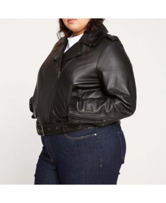 Plus Size Leeron Leather Moto Jacket