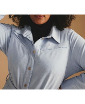 Plus Size Morgan Belted Stretch Flannel Shirtdress