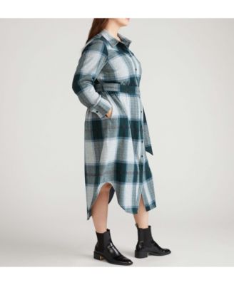 Plus Size Morgan Belted Stretch Flannel Shirtdress