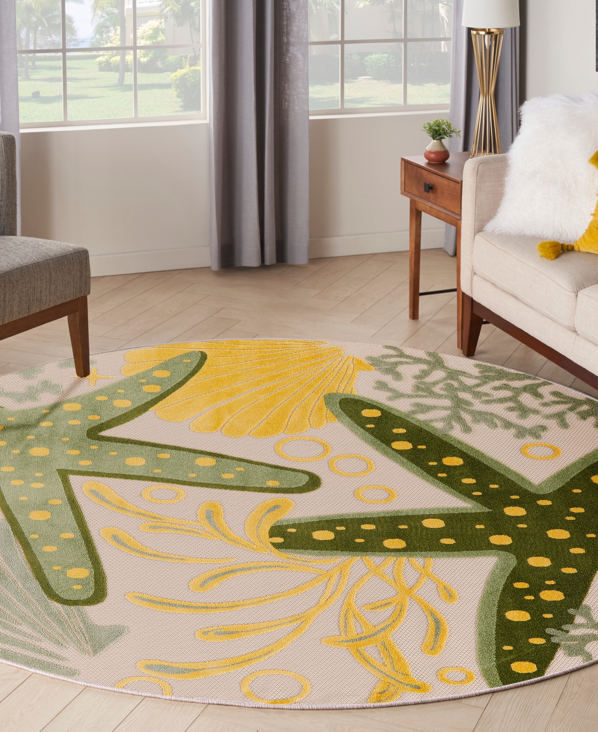 Nourison Home Aloha ALH24 5'3"x5'3" Round Area Rug