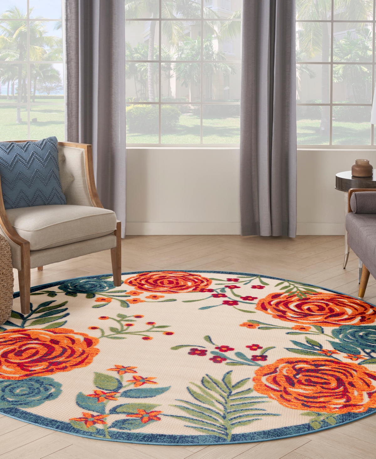 Nourison Home Aloha ALH32 5'3"x5'3" Round Area Rug