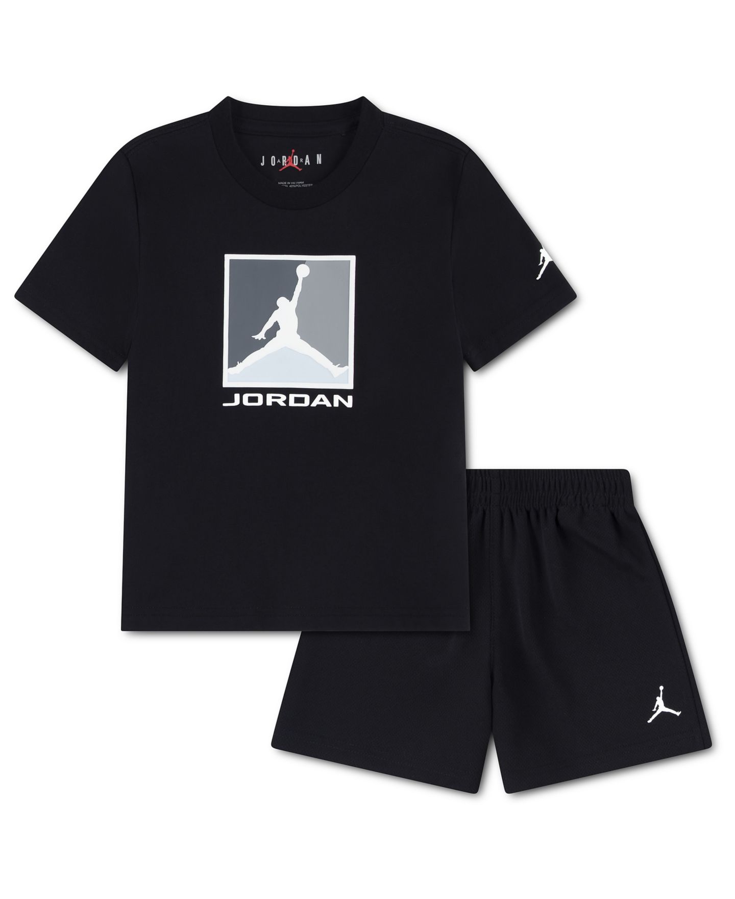 Комплект Jordan Brooklyn Crewneck T-Shirt and Shorts, 2-Piece Set для мальчиков-малышей, цвет: Чёрный — фото 1