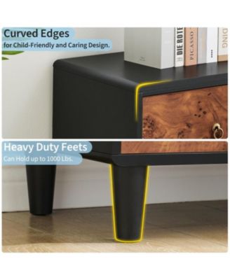 7 Drawers Dresser for Bedroom, 54" Wide Modern Chest of Drawers with Vintage Circle Handle w/Curved Profile Design