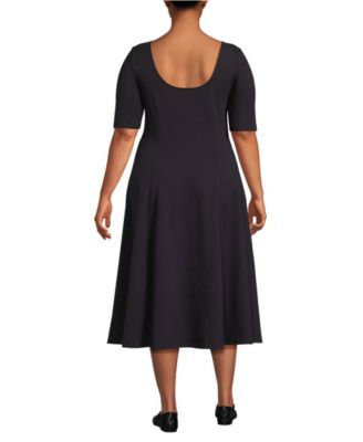 Plus Size Starfish Elbow Sleeve Midi Fit and Flare Dress