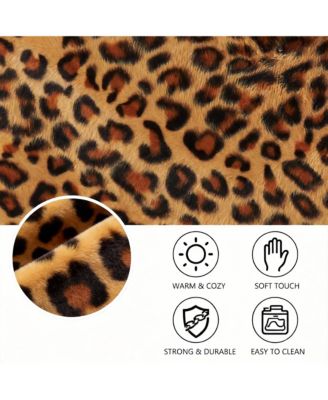 Leopard Print Storage Bins with Zipper Lid, PU Leather Handles, PP Plastic Board, Foldable, Washable, small-2
