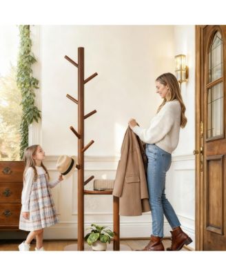 Sturdy 8-Hook Metal Coat Rack with Weighted Base for Entryway, Bedroom