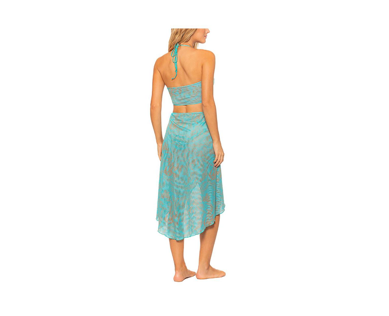 Women's Mesh Halter Cut-out High-Low Dress Cover-up