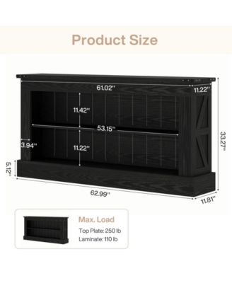 63-Inch Long Console Table for Entryway, Narrow Farmhouse Sofa Table with Shelves