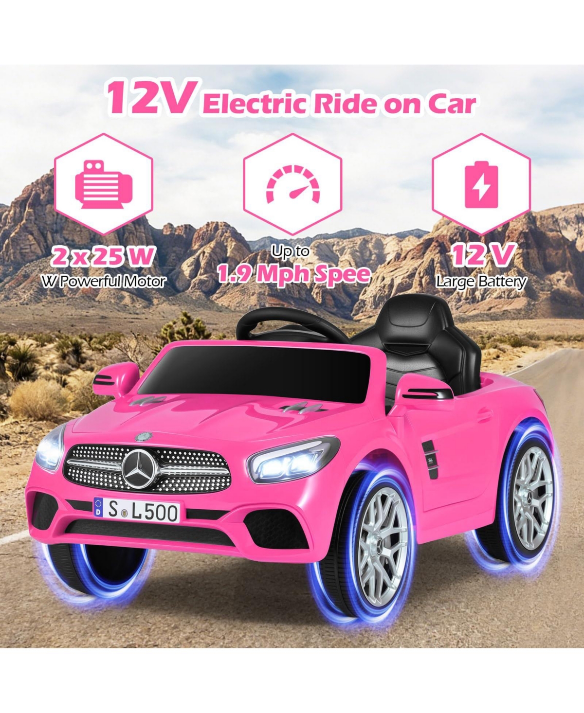 Mecale 12V Kids Ride On Car Licensed Mercedes Benz with Remote and Music