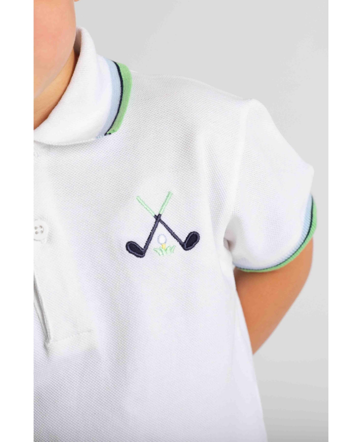 Florence Eiseman Little Boys Knit Polo With Golf Clubs