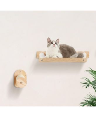 Wall-Mounted Cat Shelf Set with 2 Posts & 2 Hammocks