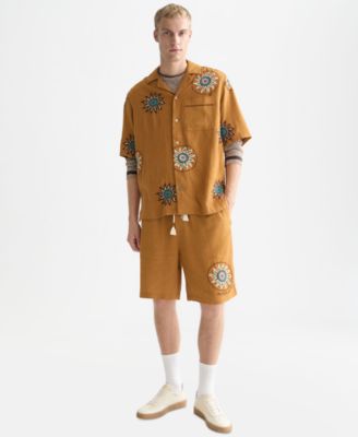 Men's Embroidered Wide-Fit Bermuda Shorts