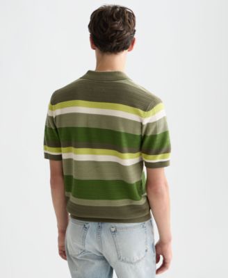 Men's Striped Knitted Polo Shirt