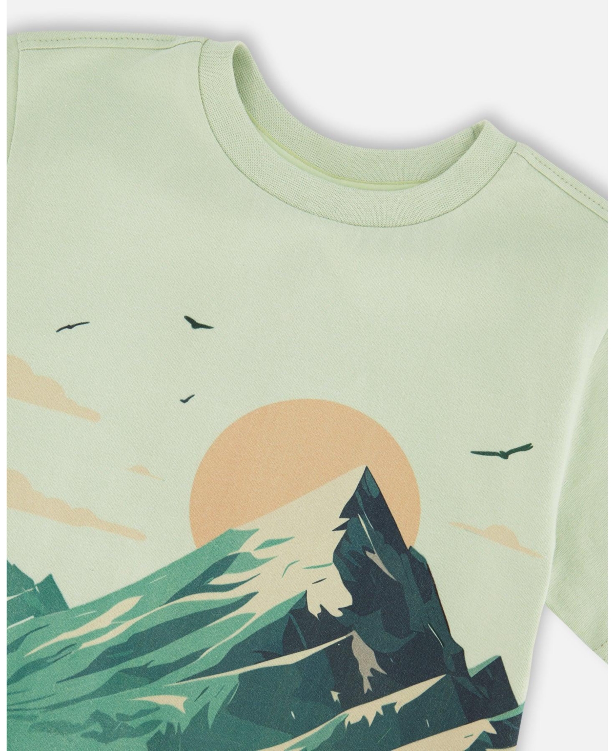 Deux par Toddler Boys Cotton Jersey T-Shirt with Mountain Print Sage