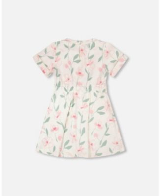 Toddler Girls French Terry Dress Off Printed Flowers