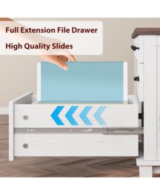 53.5" Farmhouse Executive Desk with File Drawers & Charging Station