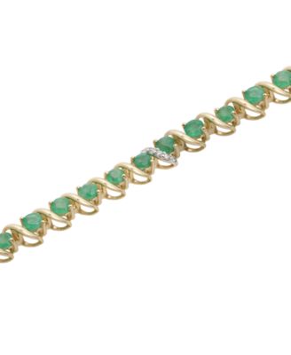 Emerald (2-7/8 ct. t.w.) and Diamond (1/10 ct. t.w.) Bracelet in 10k Yellow Gold