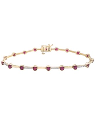 Ruby (2-5/8 ct. t.w.) and Diamond (1/10 ct. t.w.) Bracelet in 10k Yellow Gold