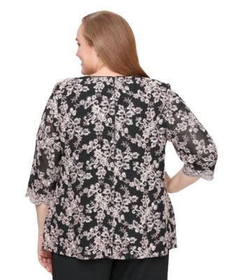 Plus Size Embroidered Crewneck Top