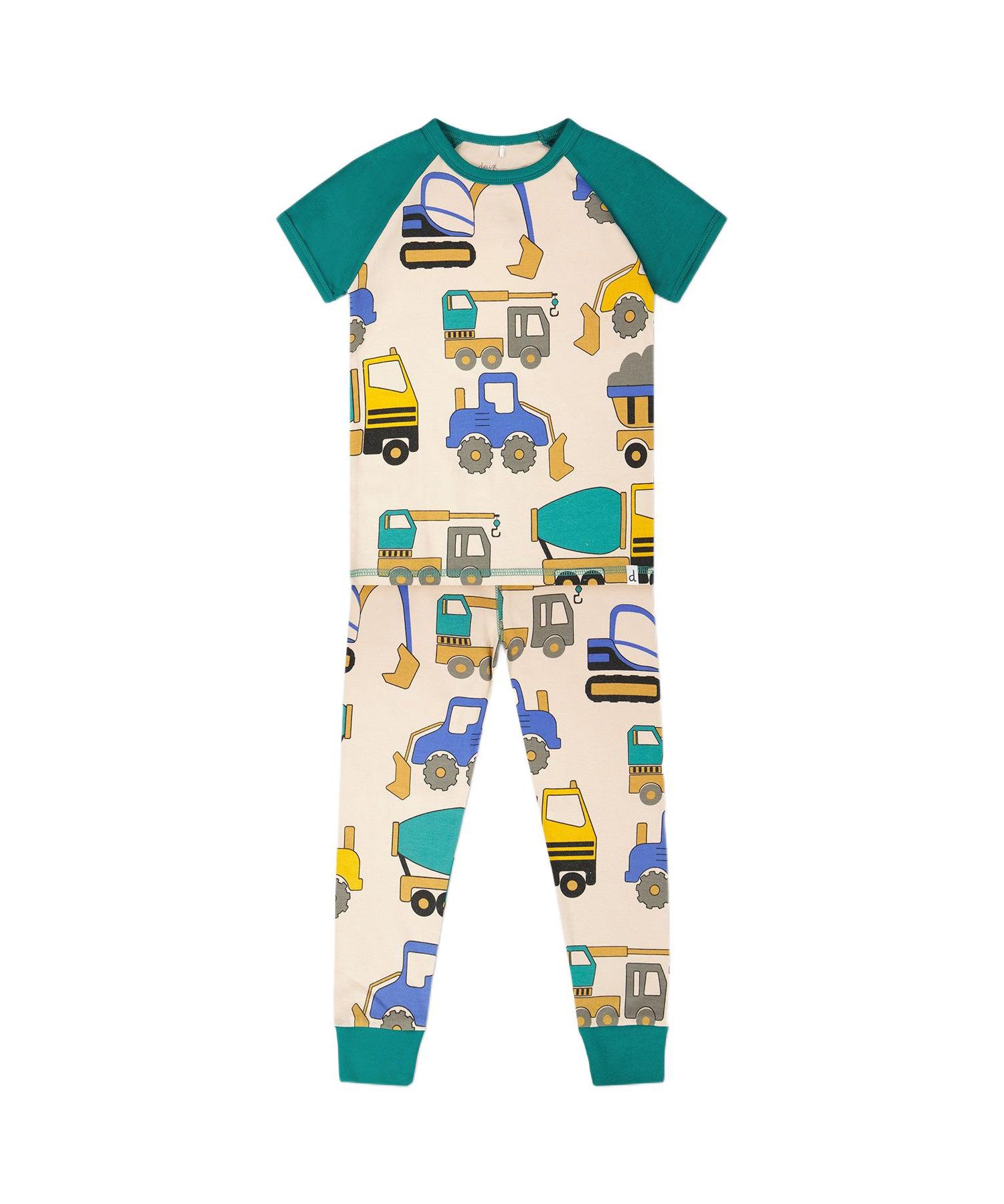 Big Boys Cotton Two-Piece Pyjama Set Beige Truck Print