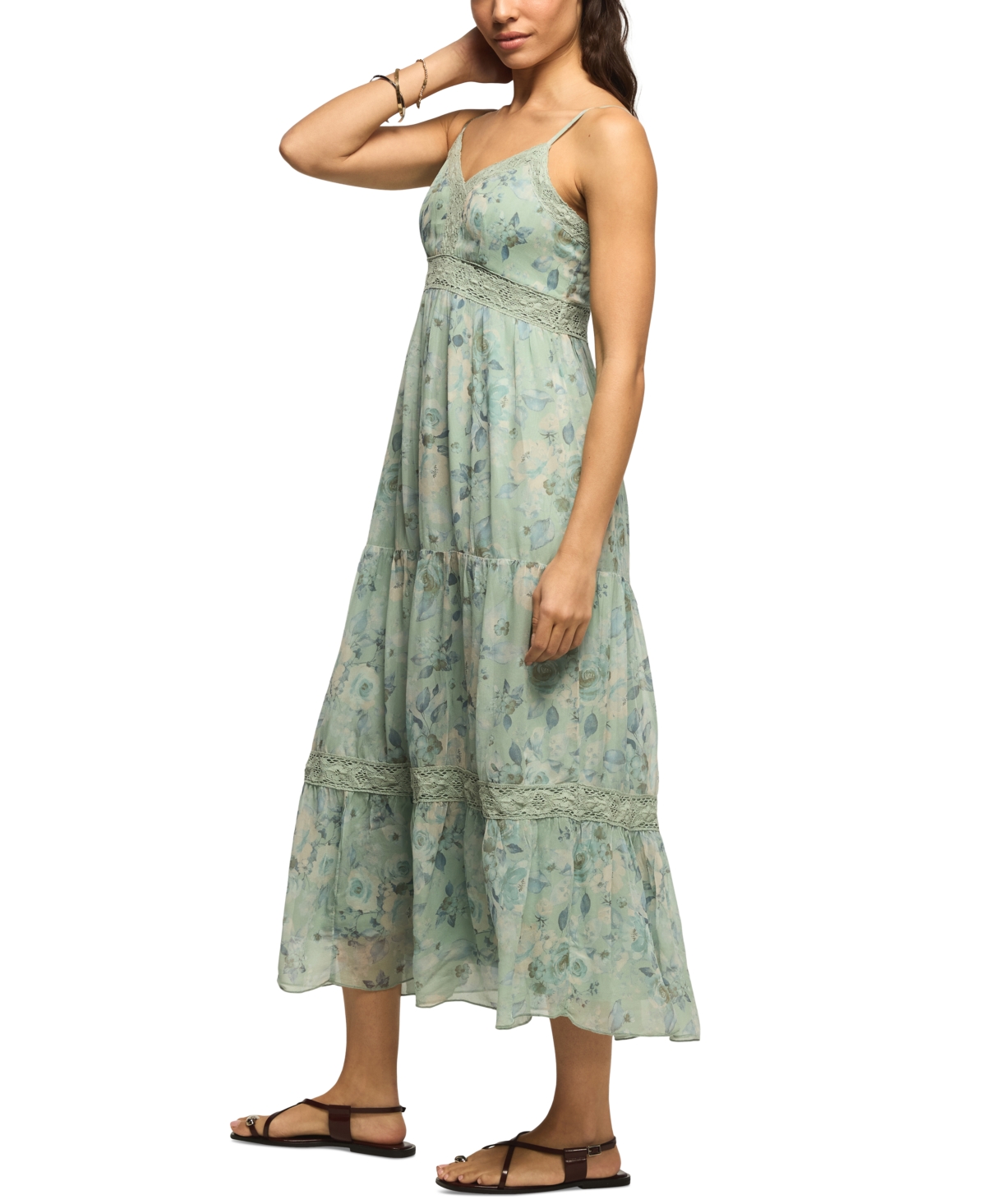 Lucky Brand Women's Tiered V-Neck Midi Dress