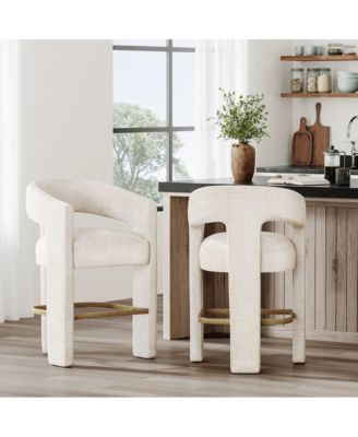 Mid-Century Modern Faux Leather Upholstered Counter Height Barstool (Set of 2)