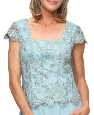 Petite Embroidered Tulle Midi Dress