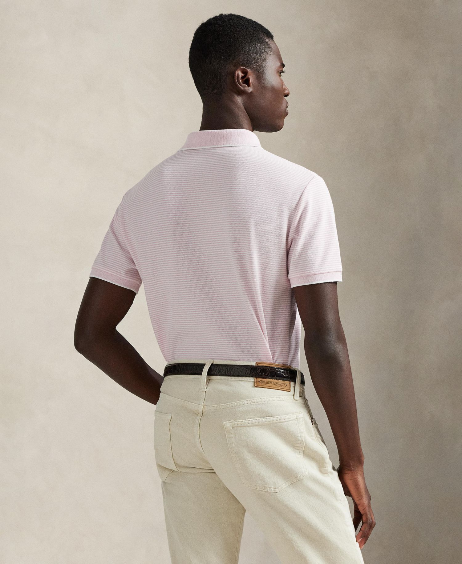 Men's Striped Stretch Mesh Polo Shirt