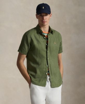 Men's Short-Sleeve Linen Button-Up
