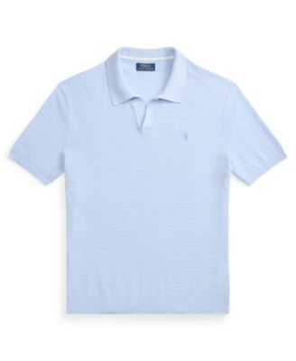 Men's Short-Sleeve Textured  Sweater Polo Shirt