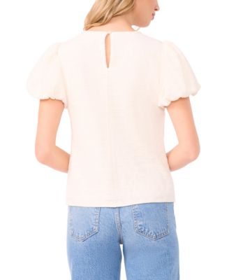 Women's Crew Neck Bubble-Sleeve Top