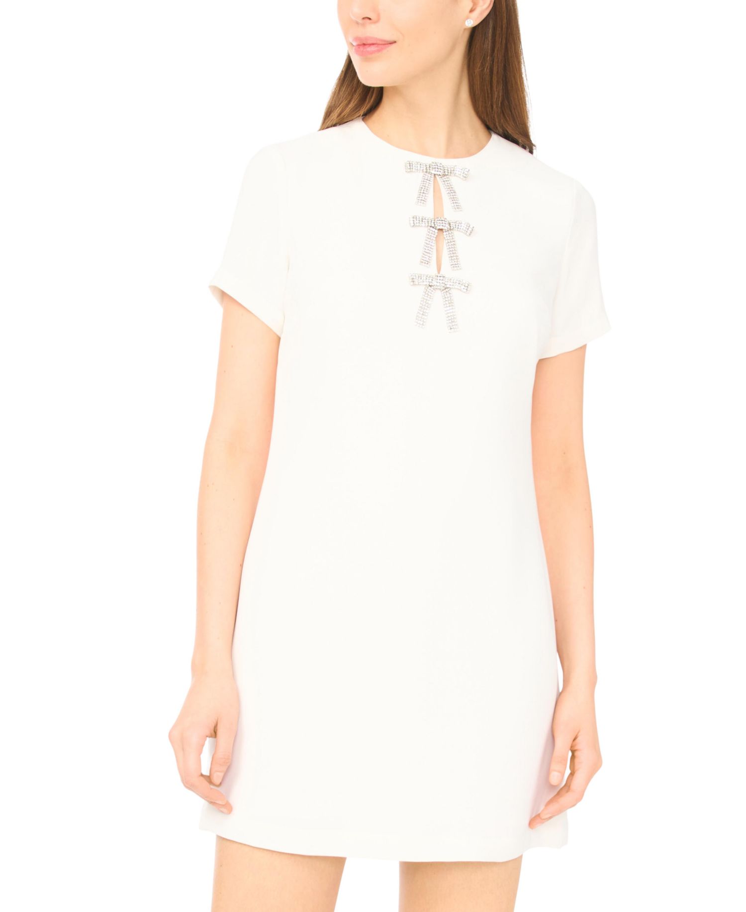 Women's Crewneck Bow Detail Shirt-Dress