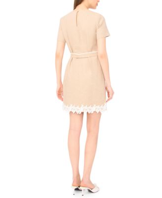 Women's Applique Hem A-Line Crew Neck Mini Dress