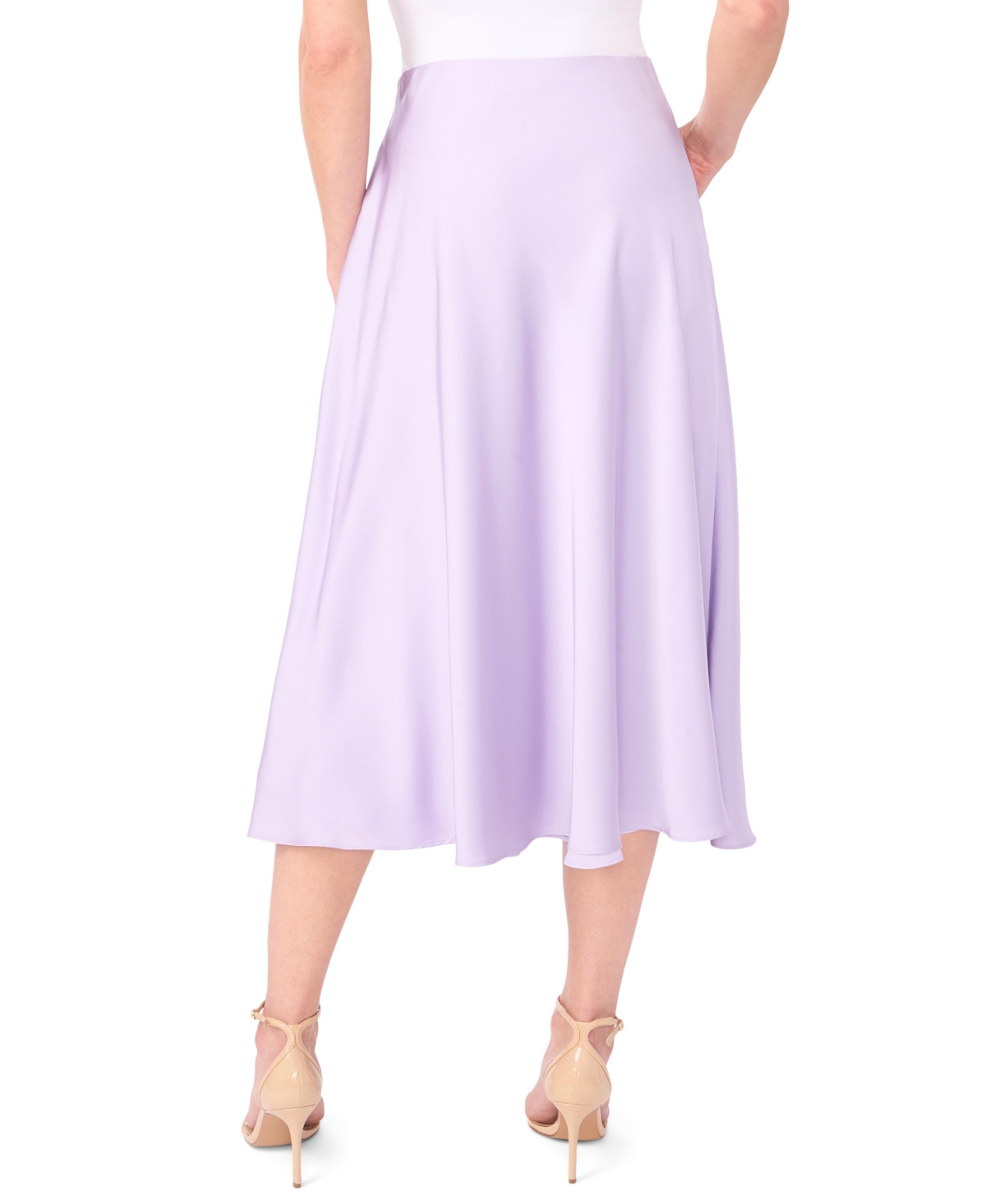 CeCe Women's A-line Side-Zip Satin Midi Skirt