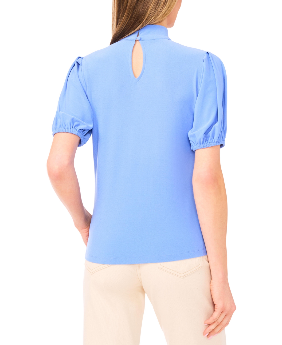 CeCe Women's Short-Sleeve Tie Neck Bow Detail Top