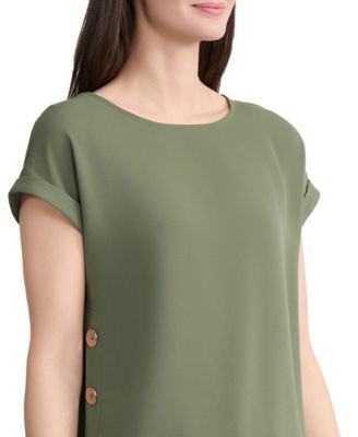 Women's Short-Sleeve Button Detail Blouse