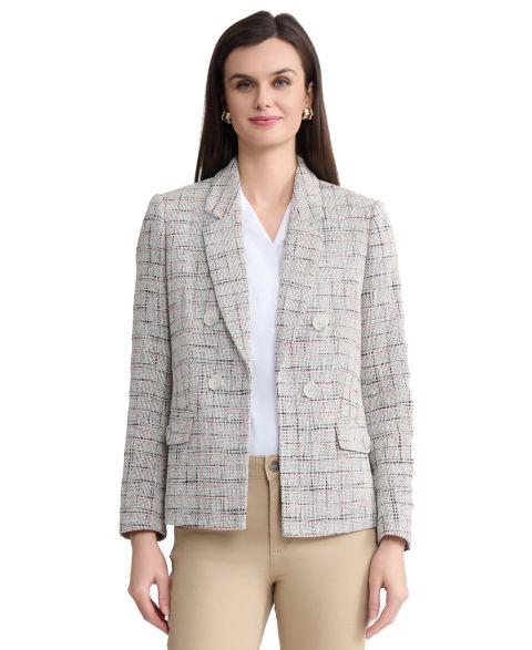 Женские куртки Jones New York Faux Double Breasted Tweed Jacket