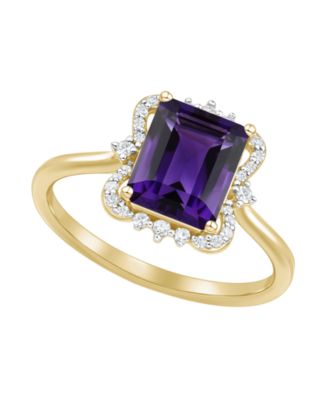 Swiss Blue Topaz (2-3/4 ct. t.w.) and Diamond Ring in 14k Yellow Gold (also available in Amethyst and Onyx)
