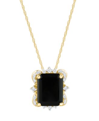 Blue Topaz (2-1/10 ct. t.w.) and Diamonds Necklace in 14k Yellow Gold (also available in Onyx and Amethyst)