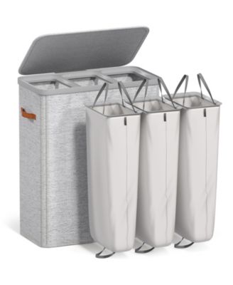 3-Compartment Laundry Basket with Removable Laundry Bag - Durable Organizer for Bathroom, Bedroom, or Laundry Room - Space Saving Design
