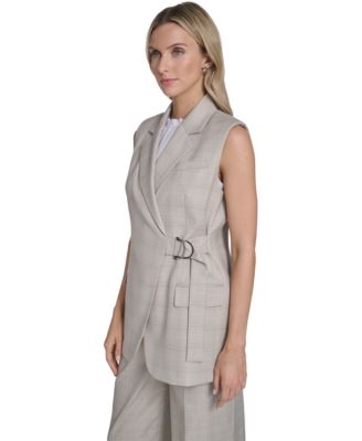 Women's Collared Windowpane Vest Top