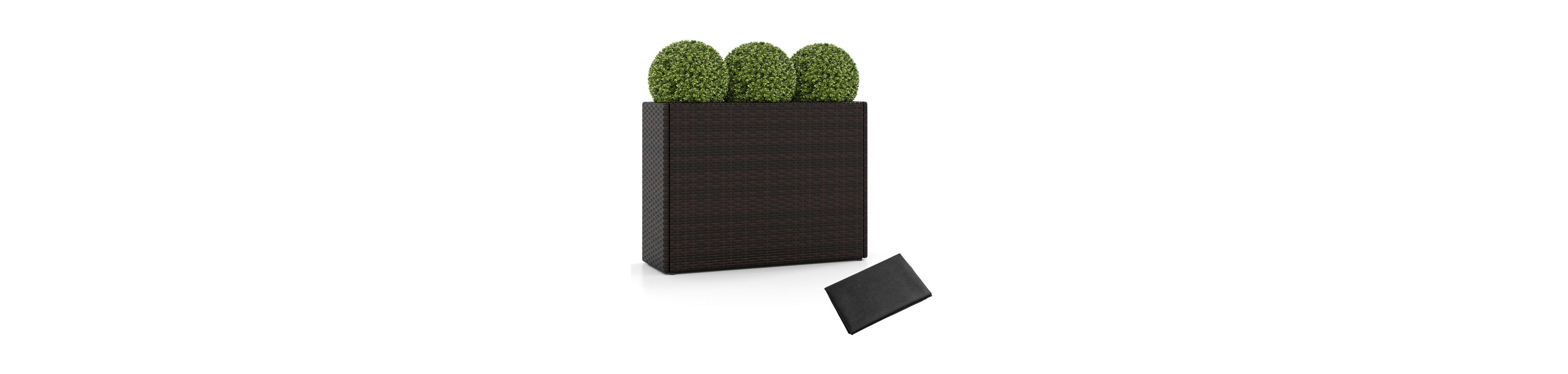 Slickblue 24 Inch Outdoor Wicker Raised Garden Bed with Pe Liner