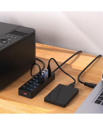 7-Port USB 3.0 Hub, Individual Switches, 5Gbps High-Speed Data Transfer,for Laptop, PC, MacBook,Ideal for Home, Office