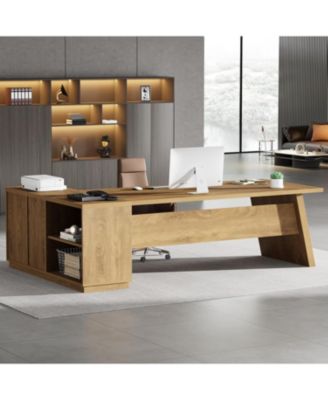 78" L-Shaped Executive Desk, with Drawers and Lateral File Cabinet